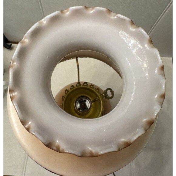 VTG Accurate Casting Hurricane Parlor Lamp Brown Floral Gone With The Wind WORKS - Picture 3 of 9